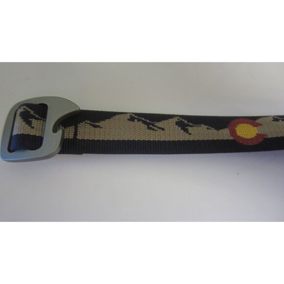 NEW Bison Designs Colorado Flag Logo Mountain Nylon Web Belt USA MADE Large 42" - Picture 2 of 3